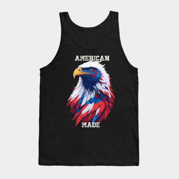 American Made Patriotic Bald Eagle with American Flag Tank Top by LittleBearBlue